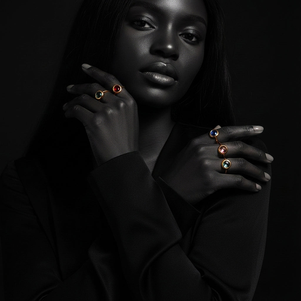 JEWELIXIRS Oval Gemstone Open Ring