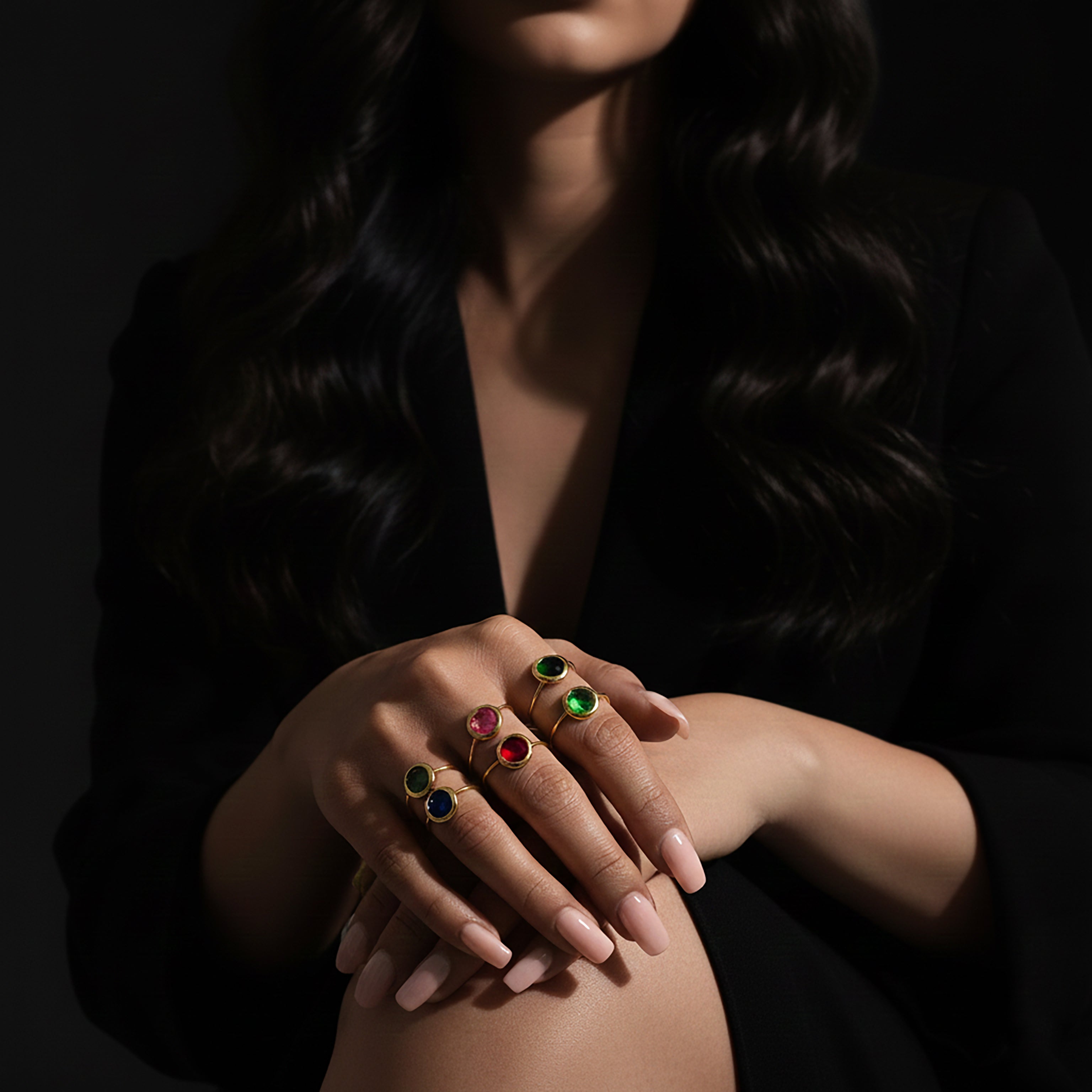 JEWELIXIRS Oval Gemstone Open Ring