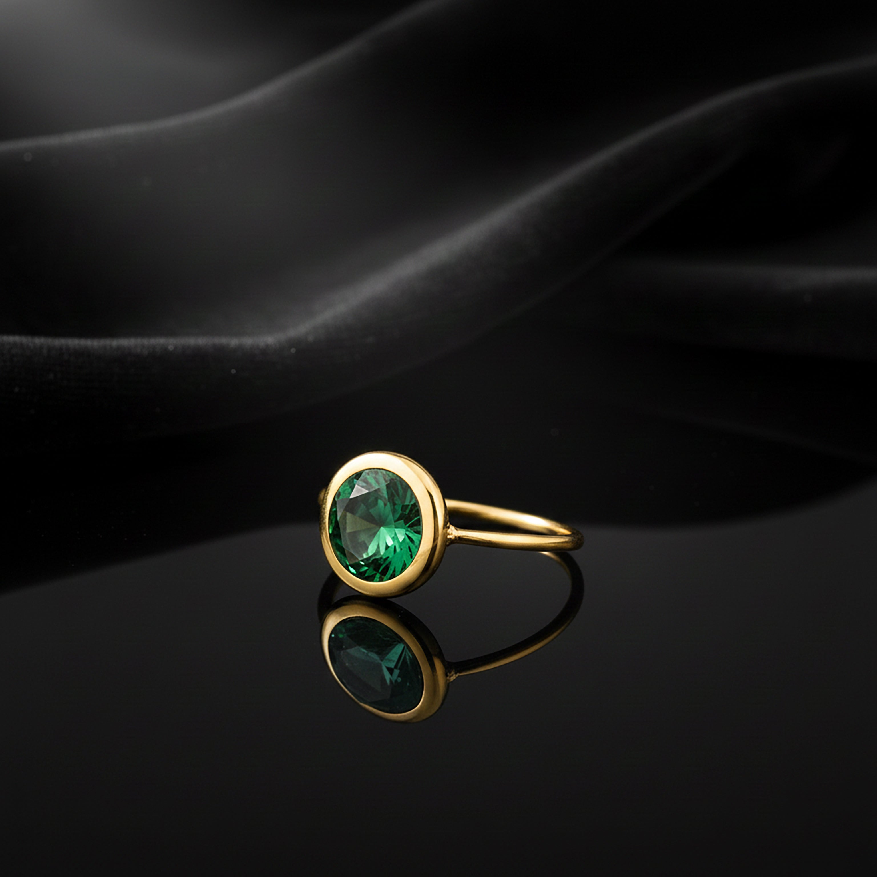 JEWELIXIRS Oval Gemstone Open Ring