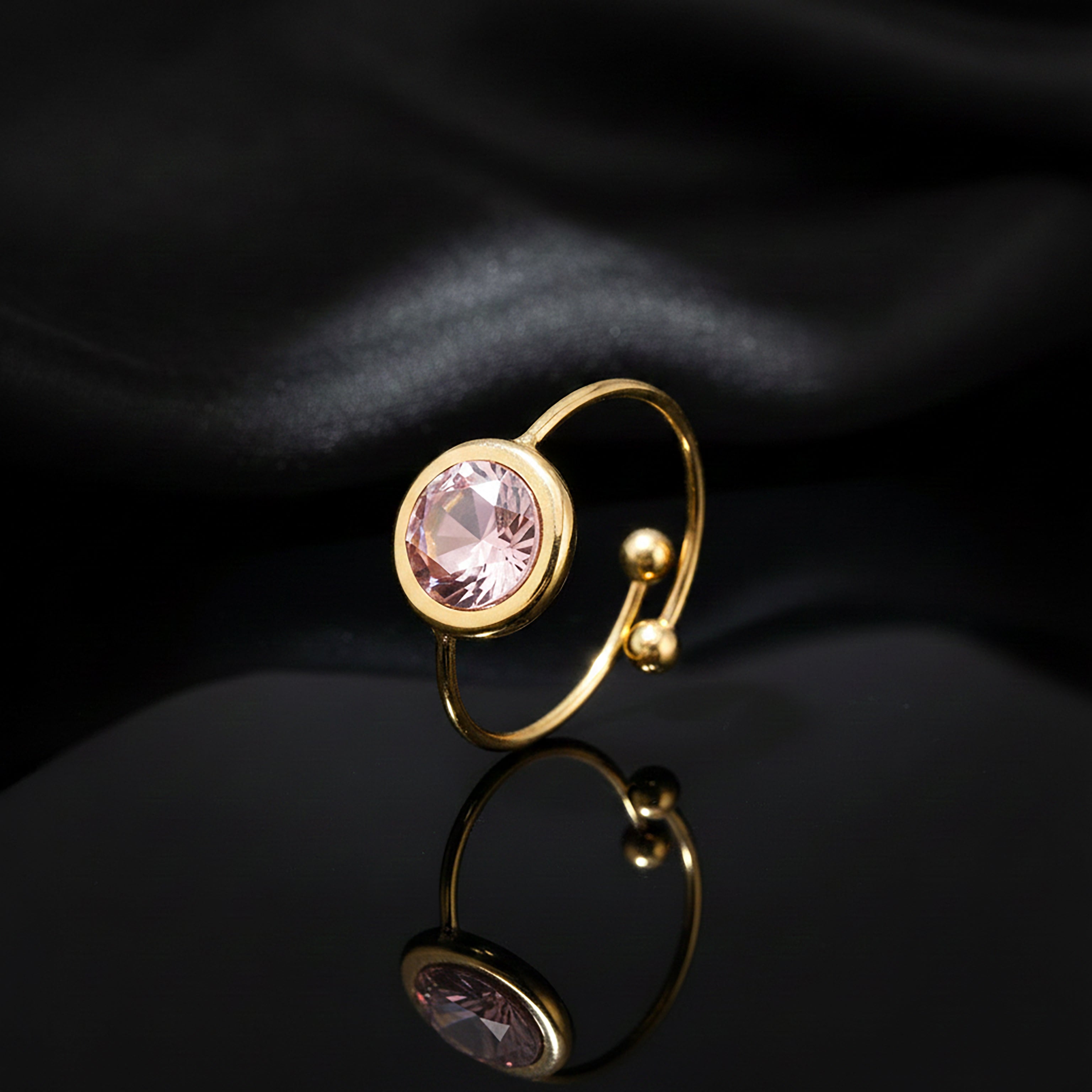 JEWELIXIRS Oval Gemstone Open Ring