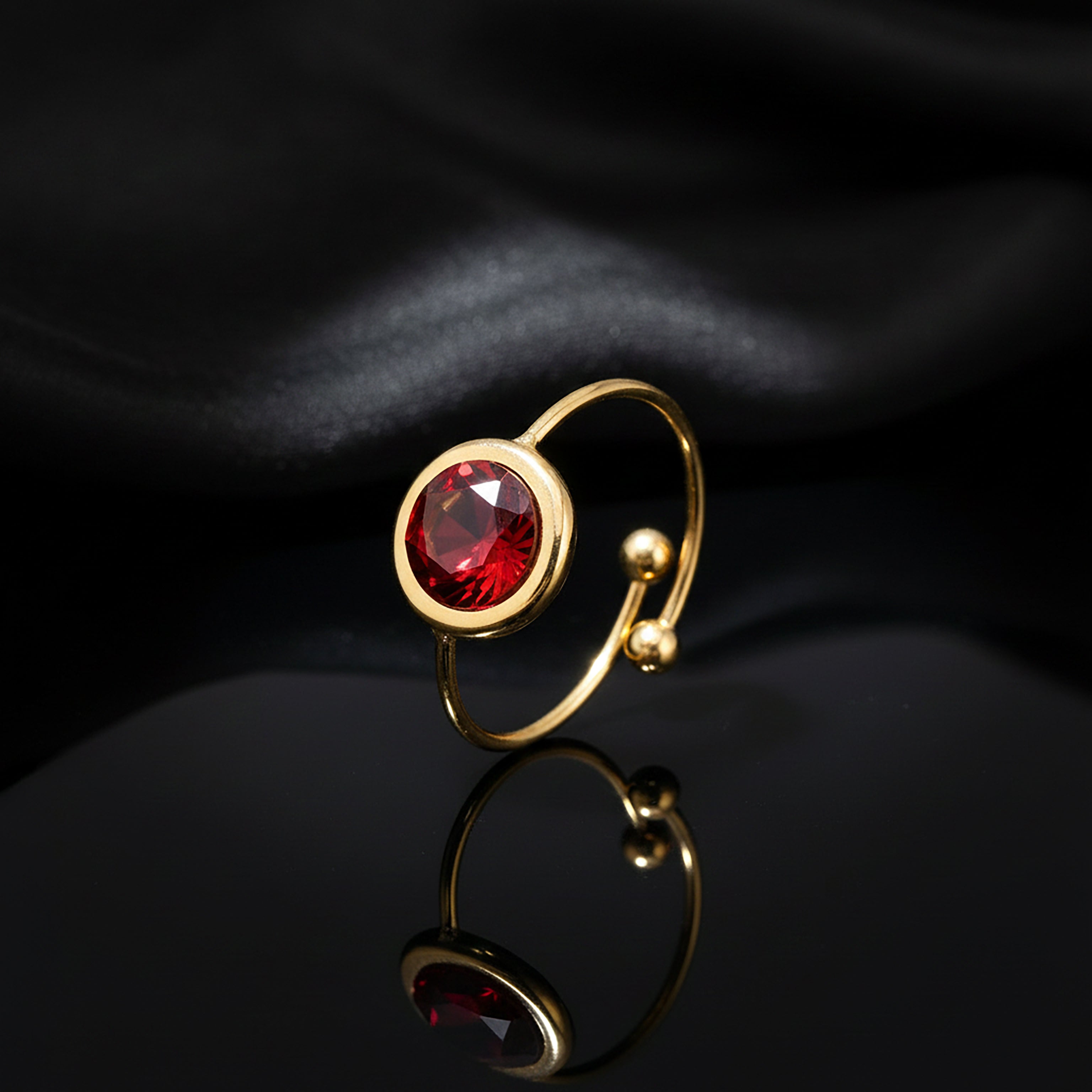 JEWELIXIRS Oval Gemstone Open Ring