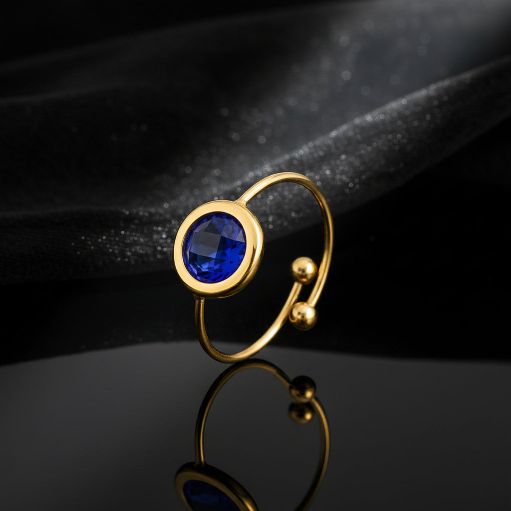 JEWELIXIRS Oval Gemstone Open Ring
