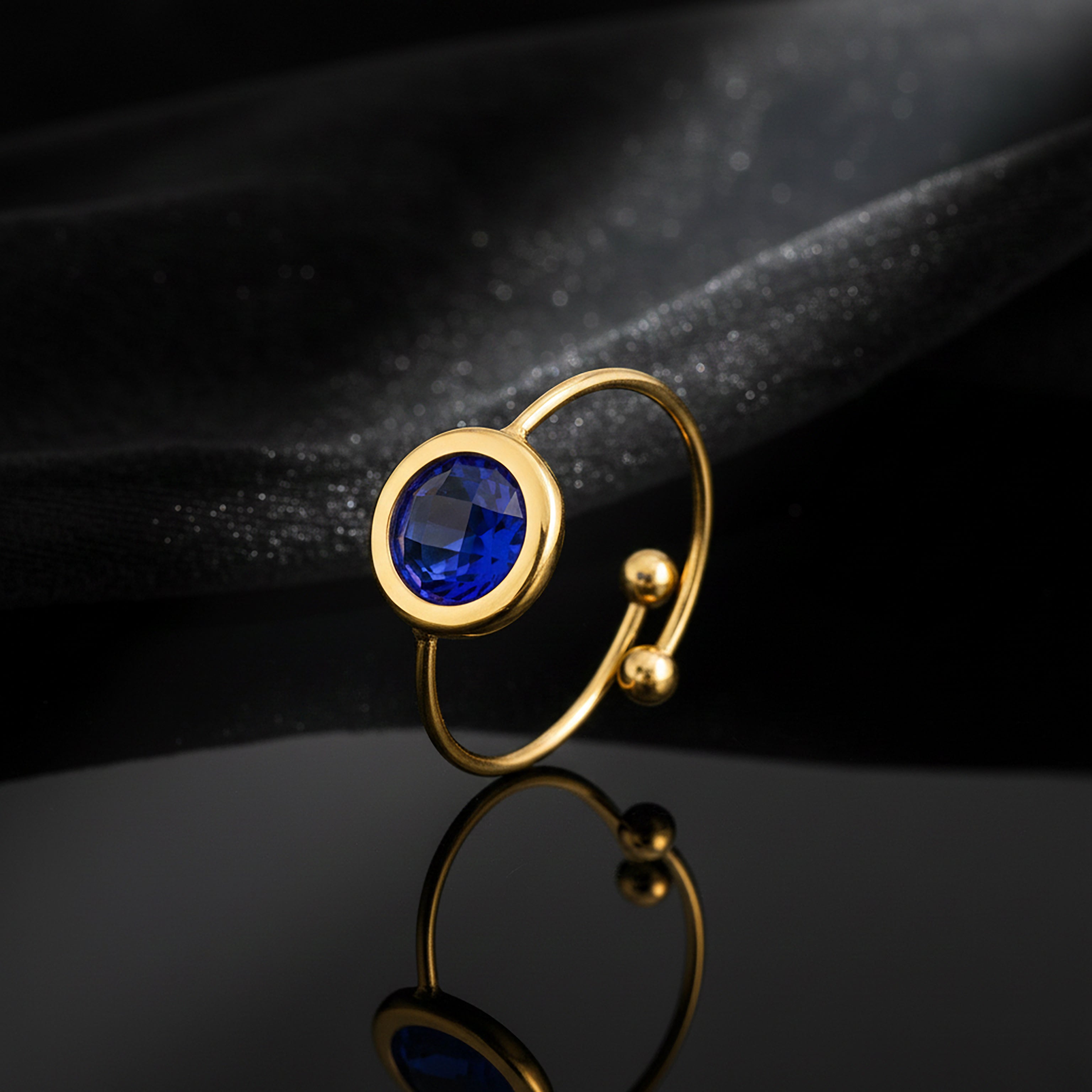 JEWELIXIRS Oval Gemstone Open Ring