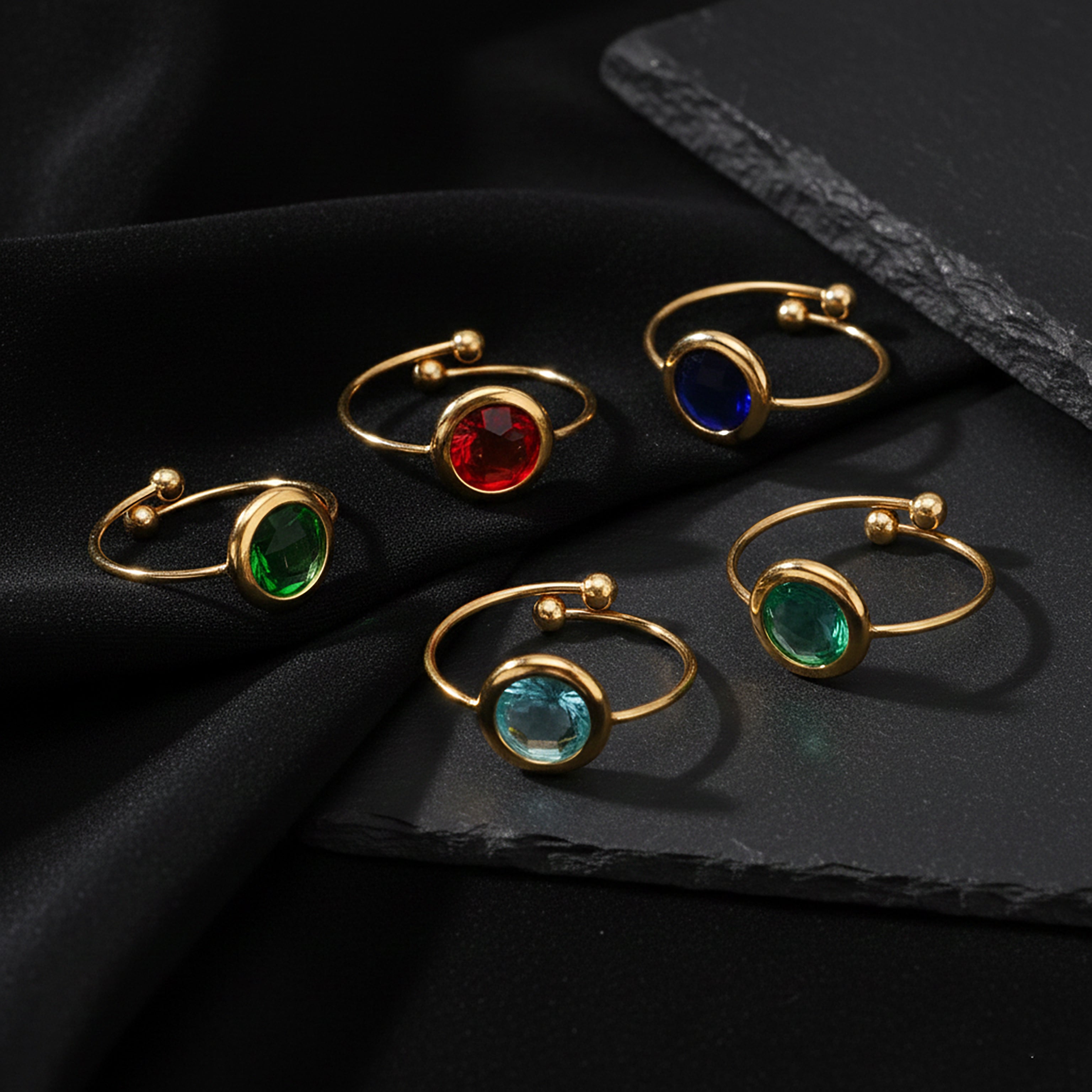 JEWELIXIRS Oval Gemstone Open Ring
