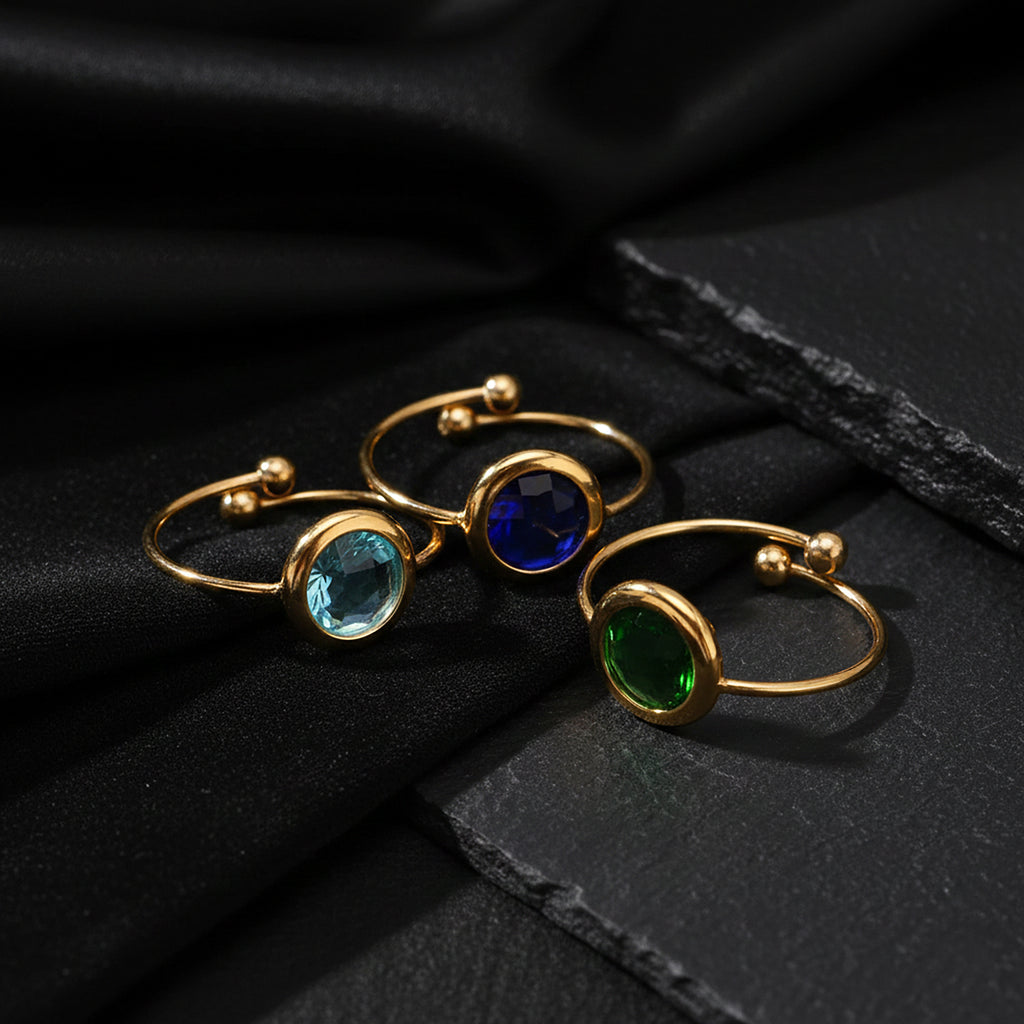 JEWELIXIRS Oval Gemstone Open Ring