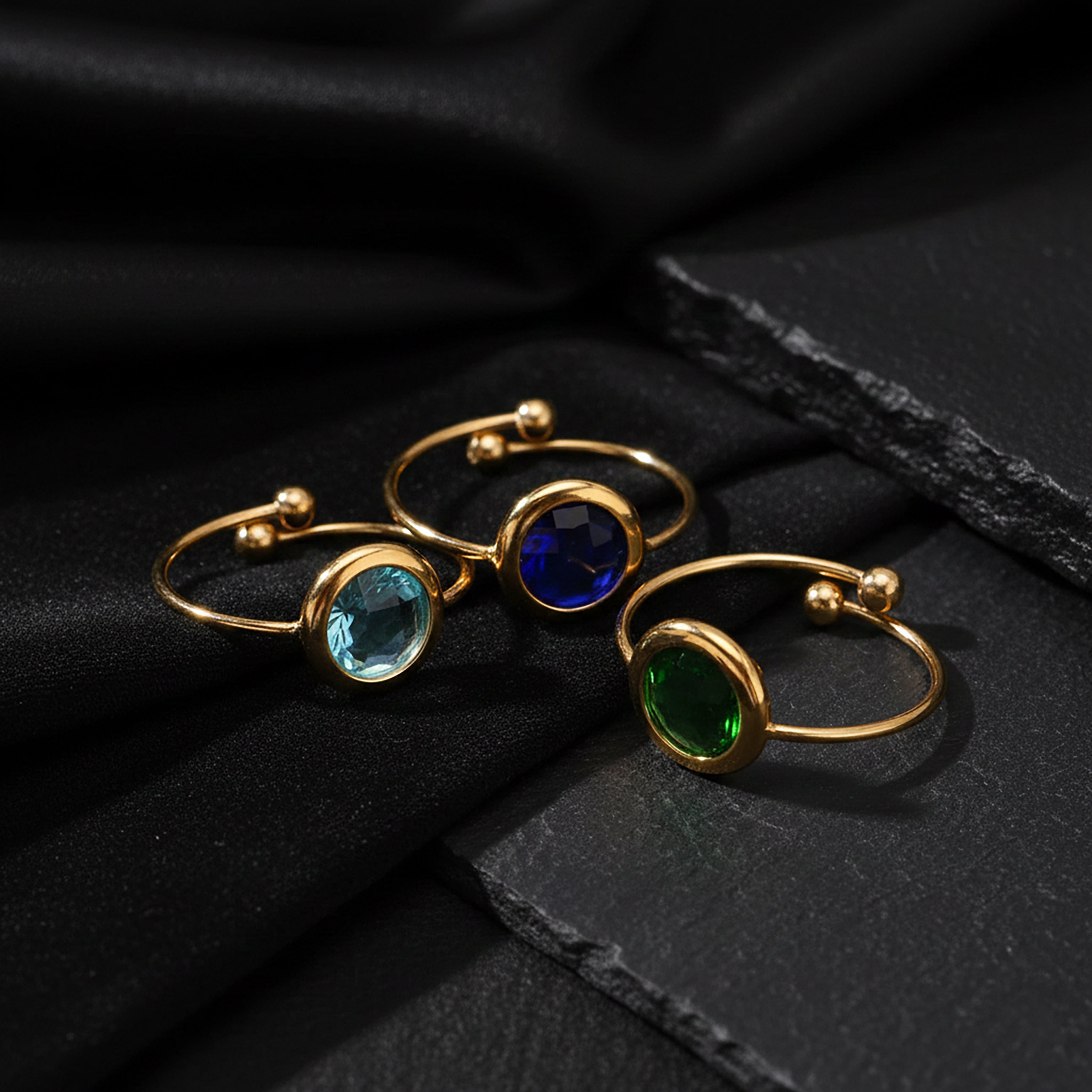 JEWELIXIRS Oval Gemstone Open Ring