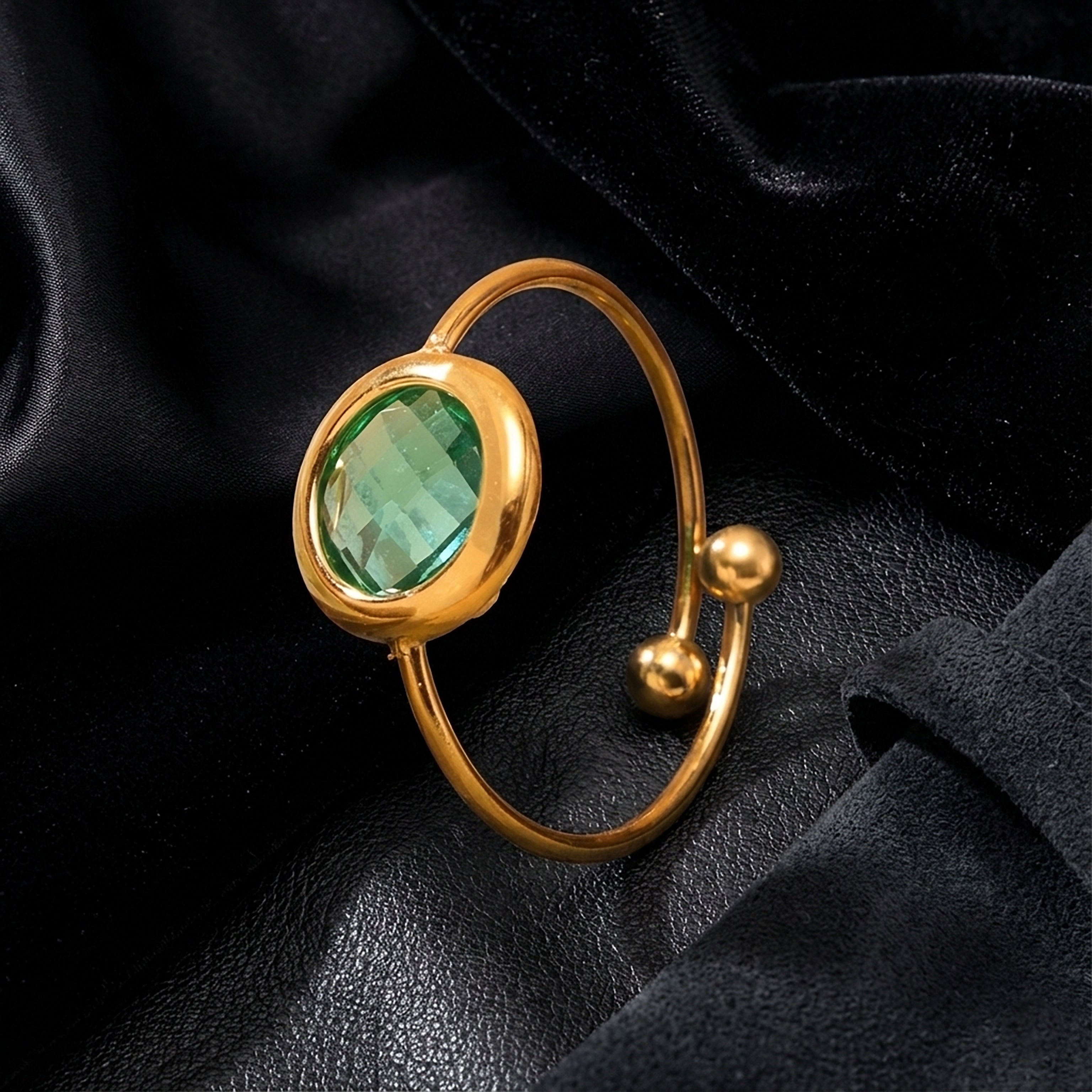 JEWELIXIRS Oval Gemstone Open Ring