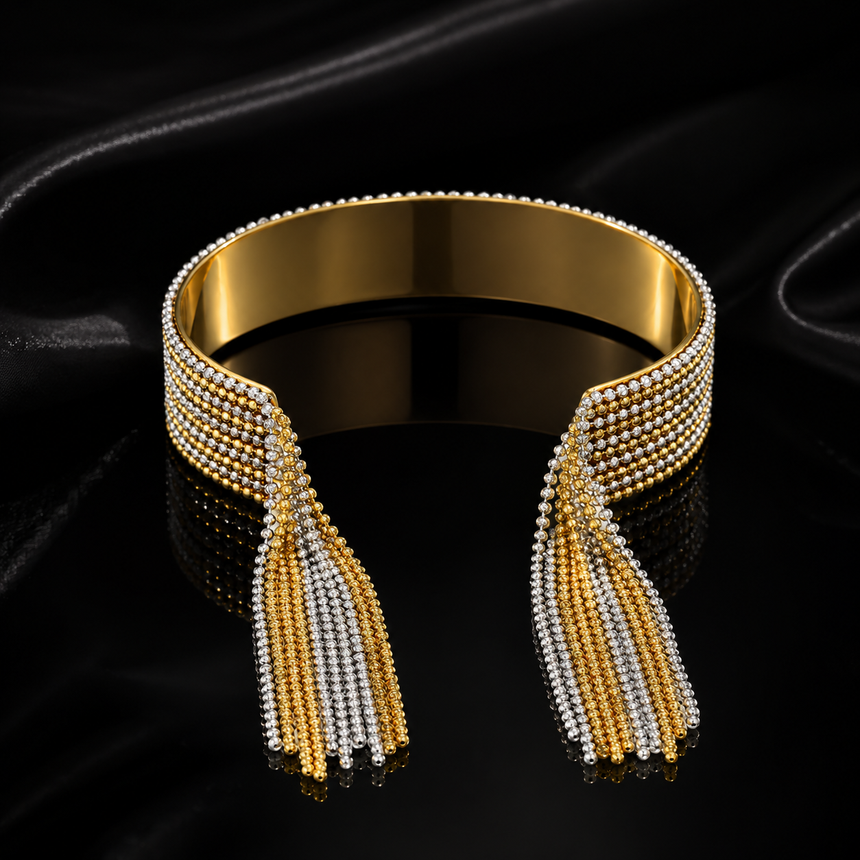 JEWELIXIRS Beaded Tassel Cuff Bracelet & Ring Set