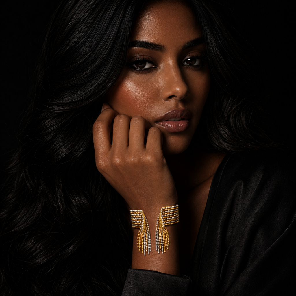 JEWELIXIRS Beaded Tassel Cuff Bracelet & Ring Set
