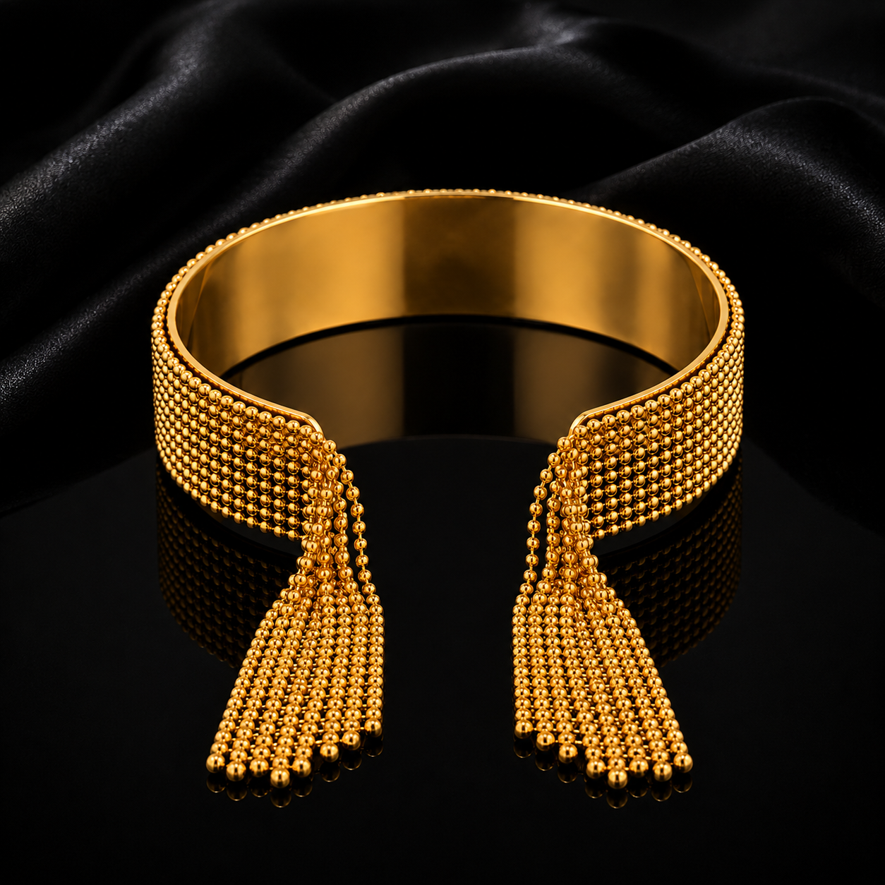 JEWELIXIRS Beaded Tassel Cuff Bracelet & Ring Set