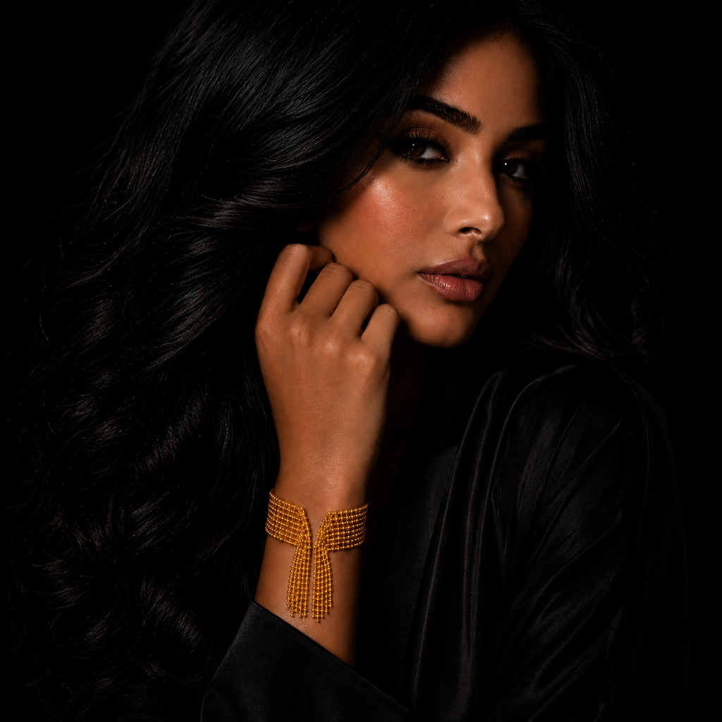 JEWELIXIRS Beaded Tassel Cuff Bracelet & Ring Set