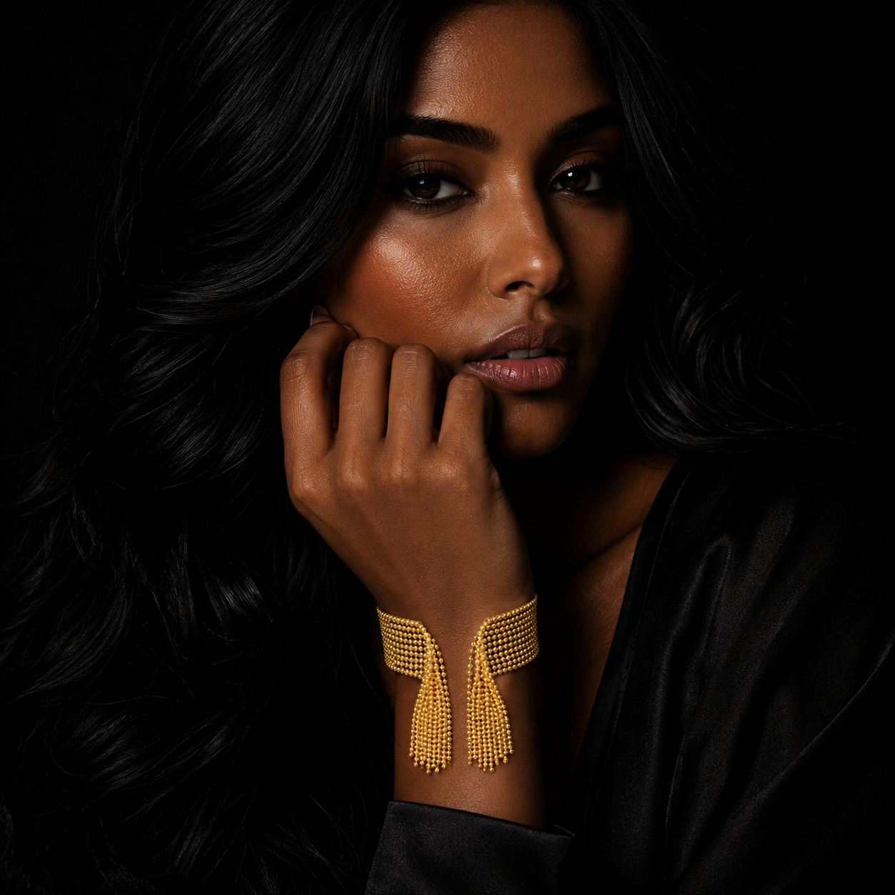 JEWELIXIRS Beaded Tassel Cuff Bracelet & Ring Set