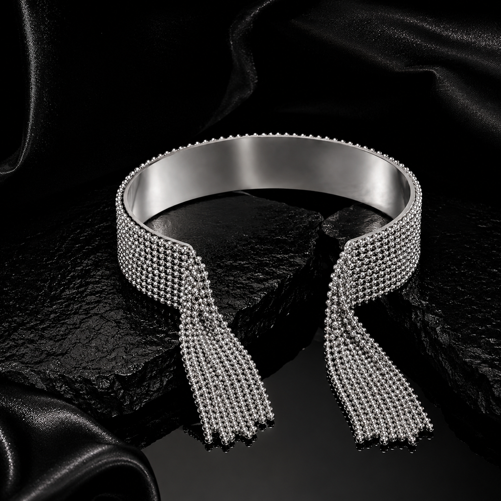 JEWELIXIRS Beaded Tassel Cuff Bracelet & Ring Set