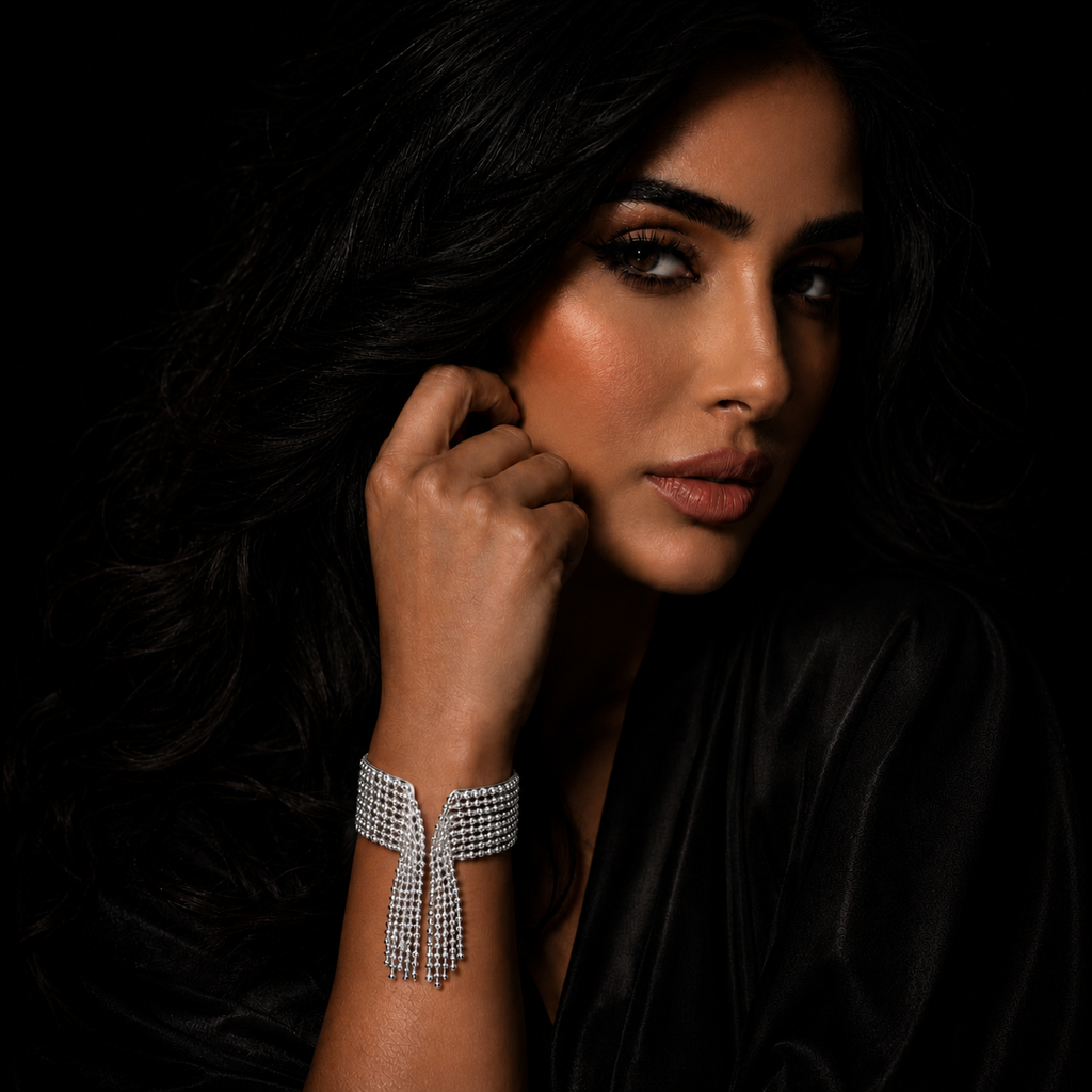 JEWELIXIRS Beaded Tassel Cuff Bracelet & Ring Set