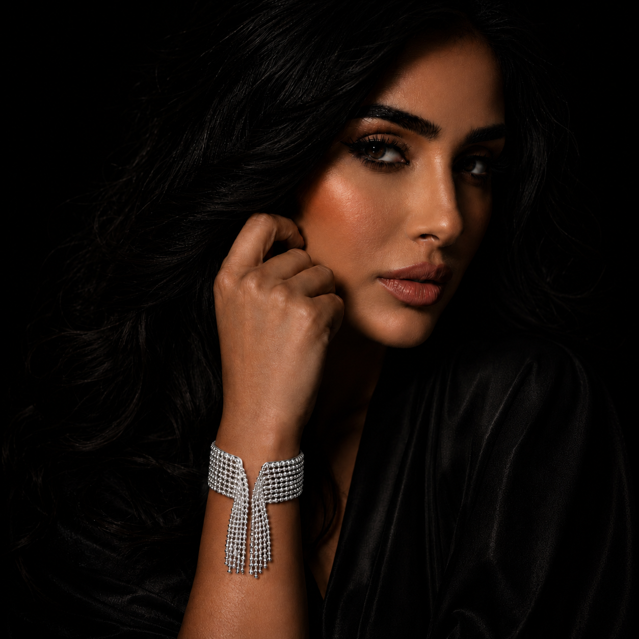 JEWELIXIRS Beaded Tassel Cuff Bracelet & Ring Set