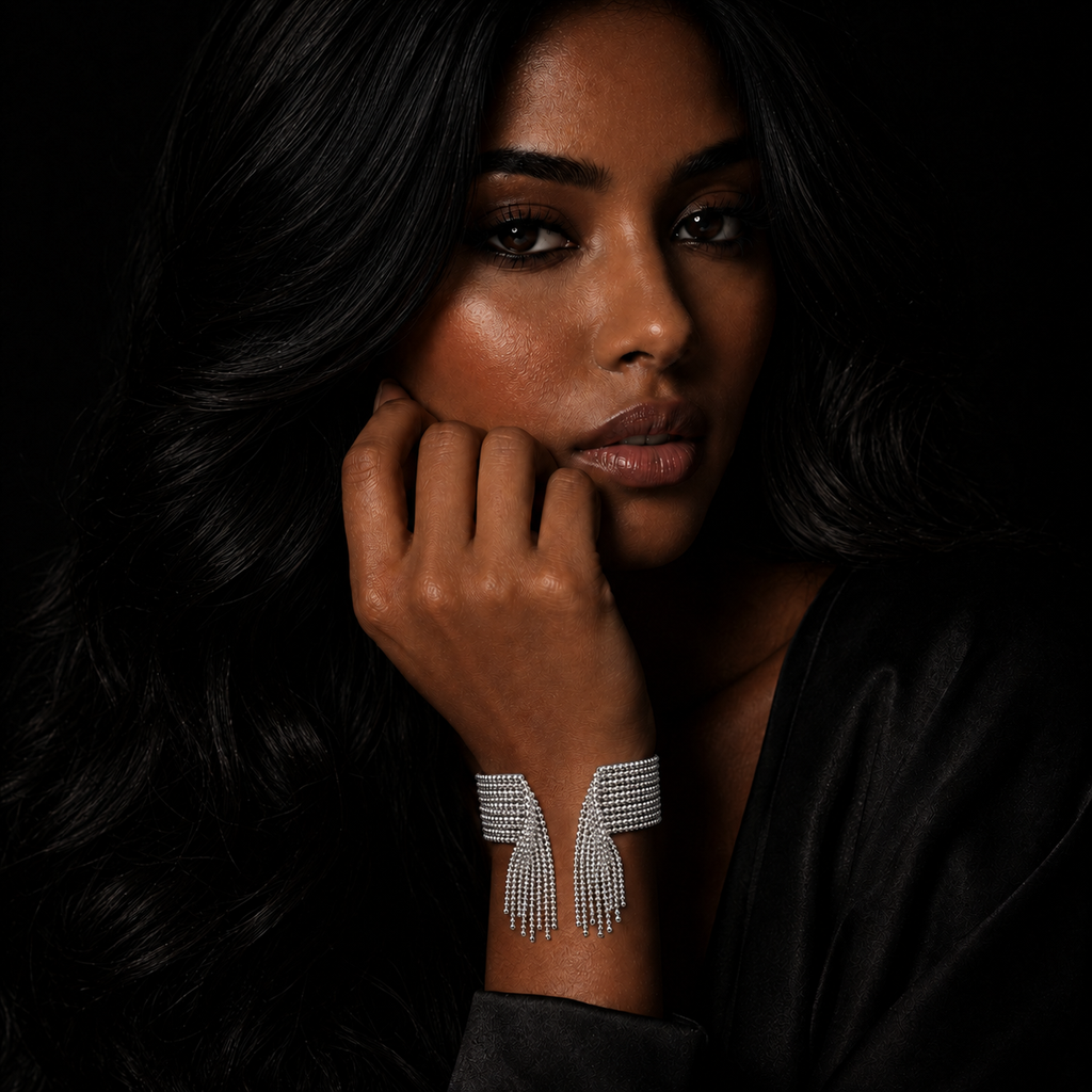 JEWELIXIRS Beaded Tassel Cuff Bracelet & Ring Set