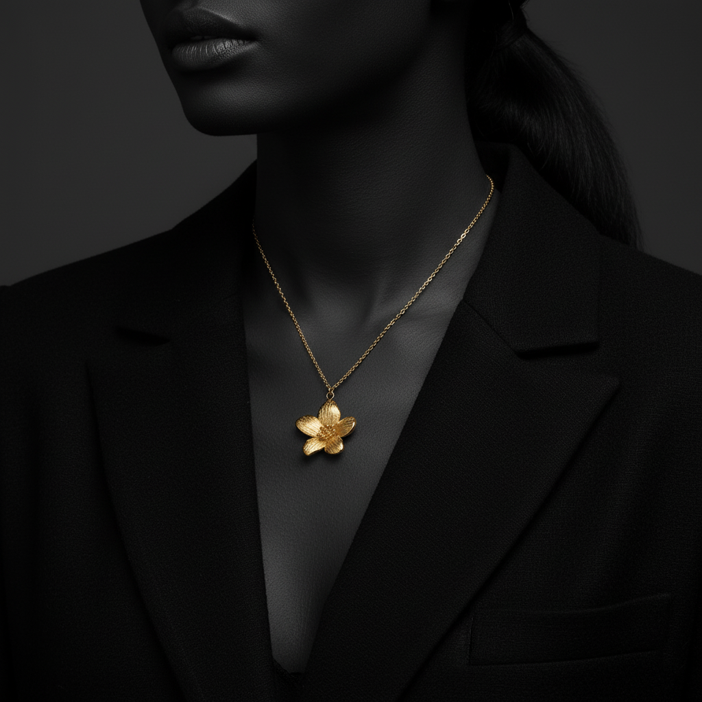 JEWELIXIRS Textured Flower Pendant Necklace