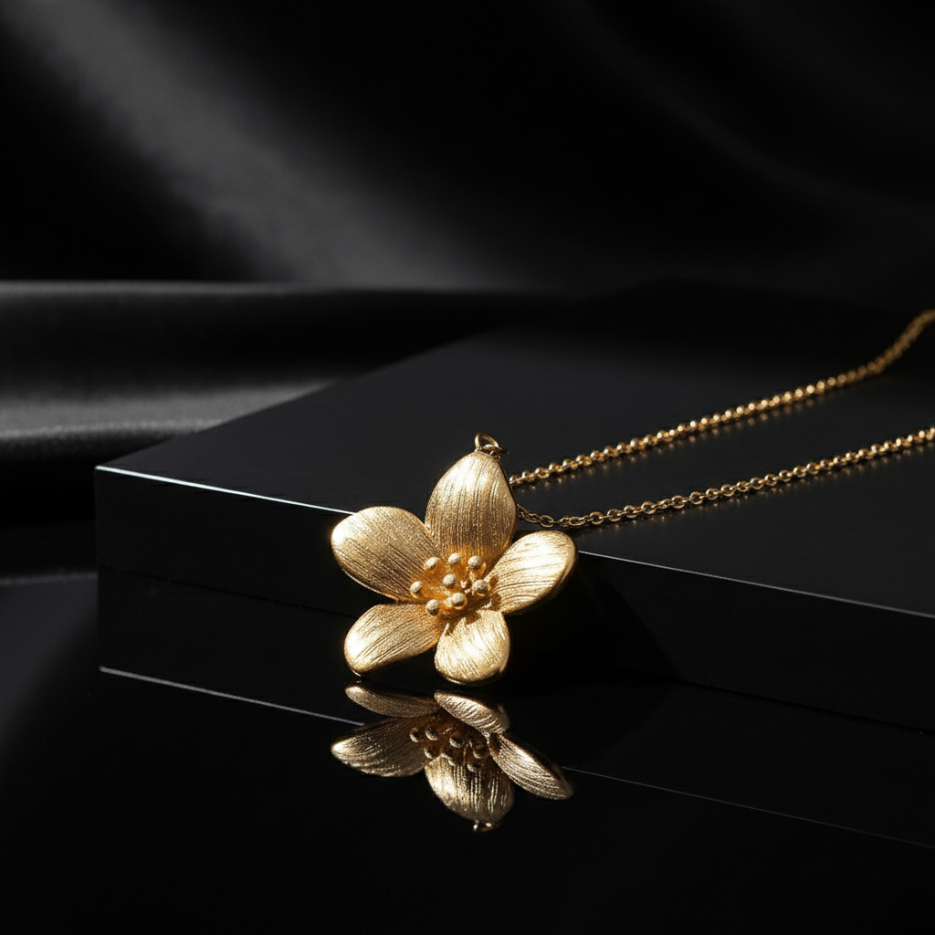 JEWELIXIRS Textured Flower Pendant Necklace