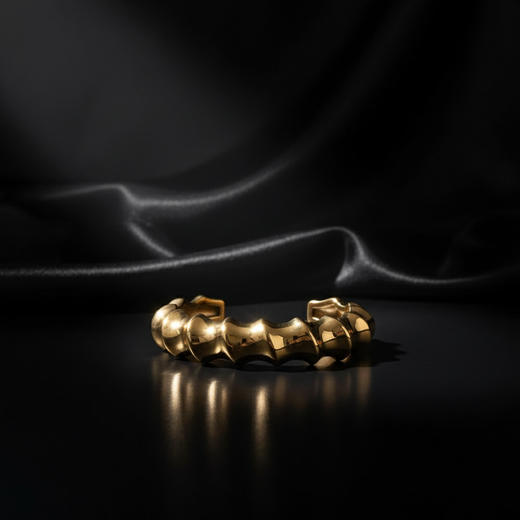 JEWELIXIRS Puffed Bamboo Cuff Bracelet