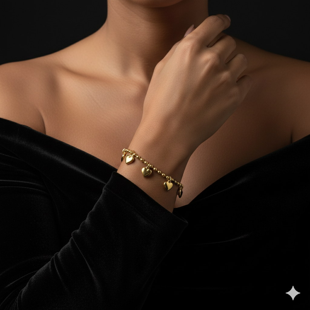 JEWELIXIRS Heart Charm Ball Chain Bracelet