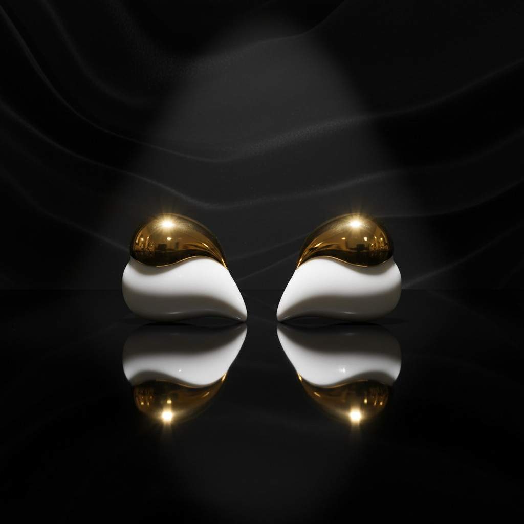 JEWELIXIRS bi-tone enamel heart stud earrings