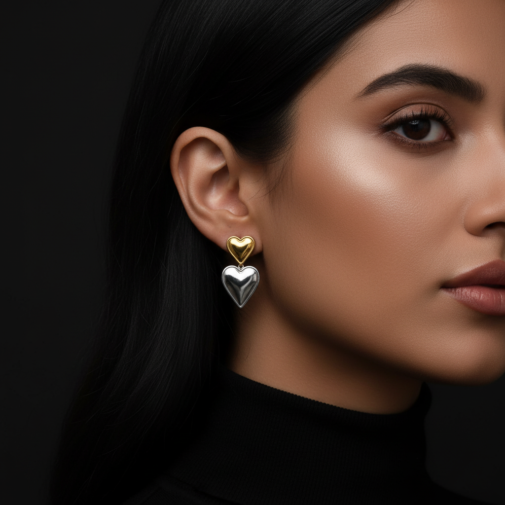 JEWELIXIRS cascading puffed heart drop earrings