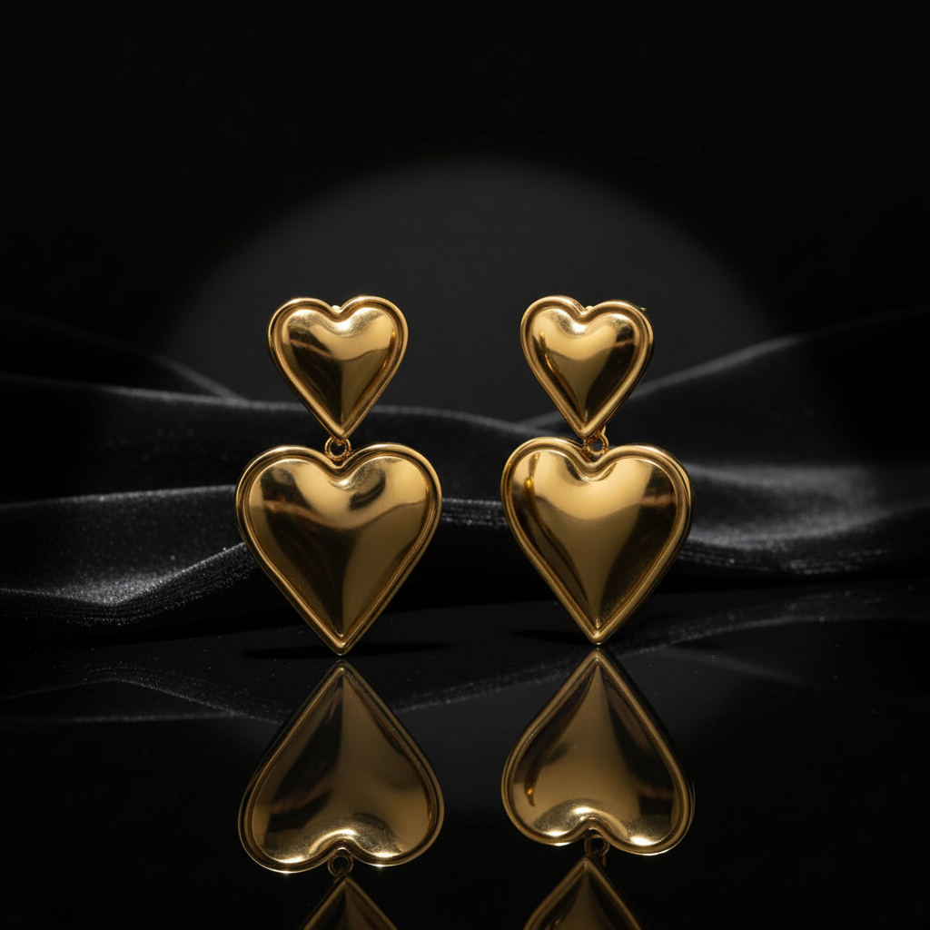 JEWELIXIRS cascading puffed heart drop earrings