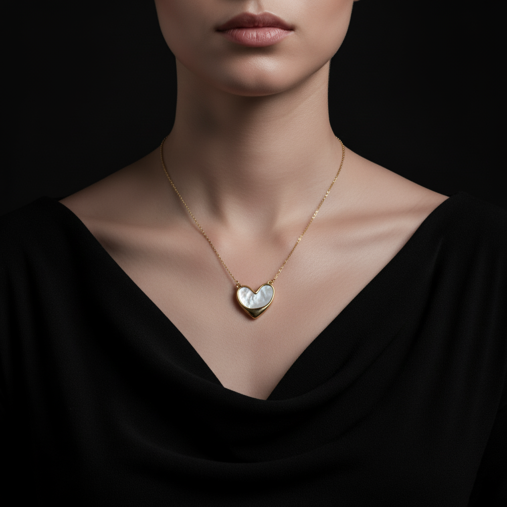 JEWELIXIRS Shell Heart Necklace