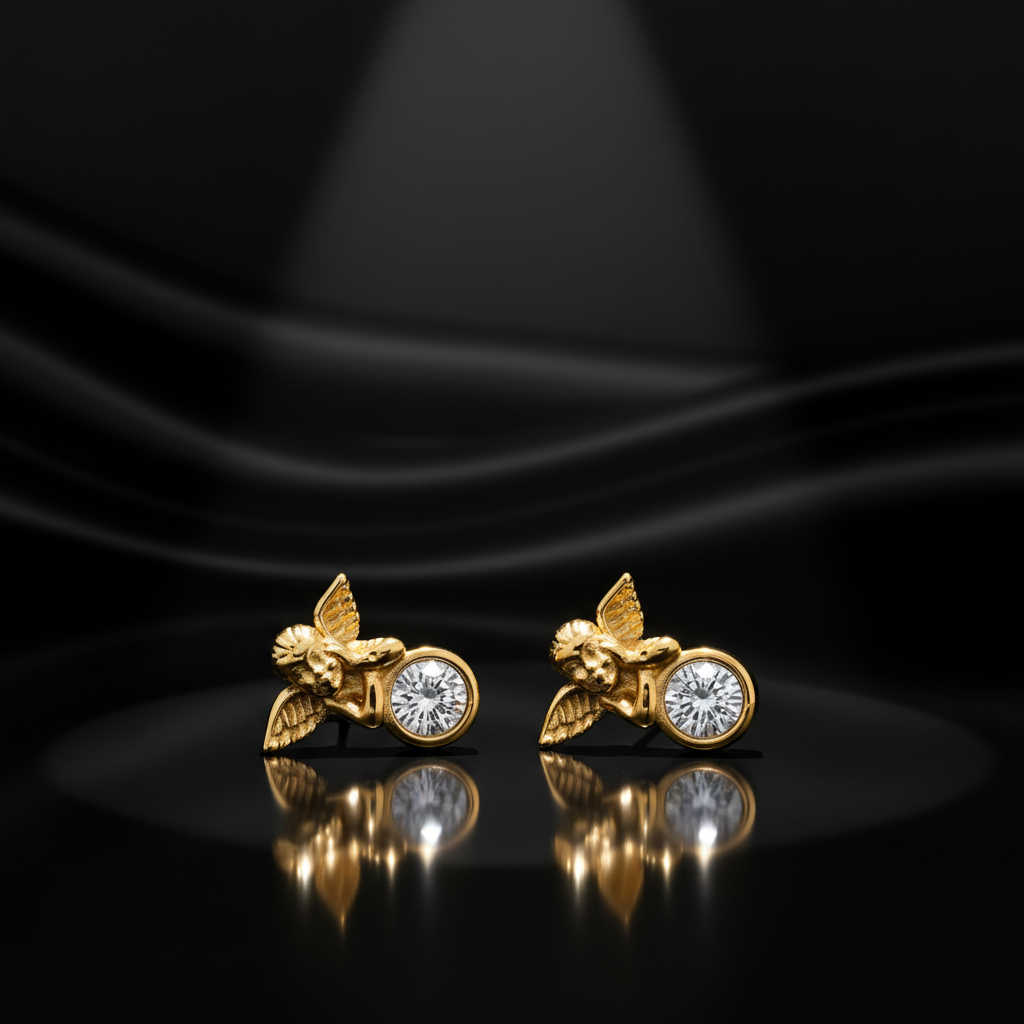 JEWELIXIRS cherub solitaire stud earrings