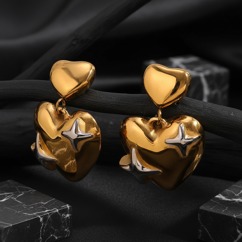 JEWELIXIRS Celestial Heart Drop Earring