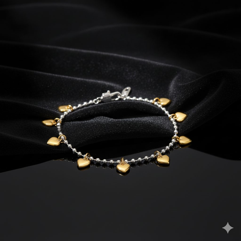 JEWELIXIRS Heart Charm Ball Chain Bracelet