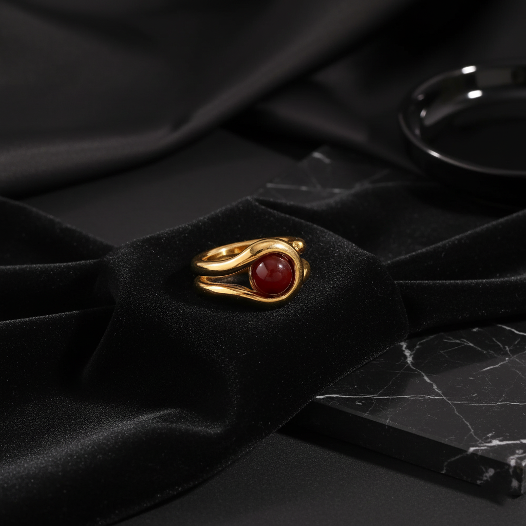 JEWELIXIRS Red Swirl Ring