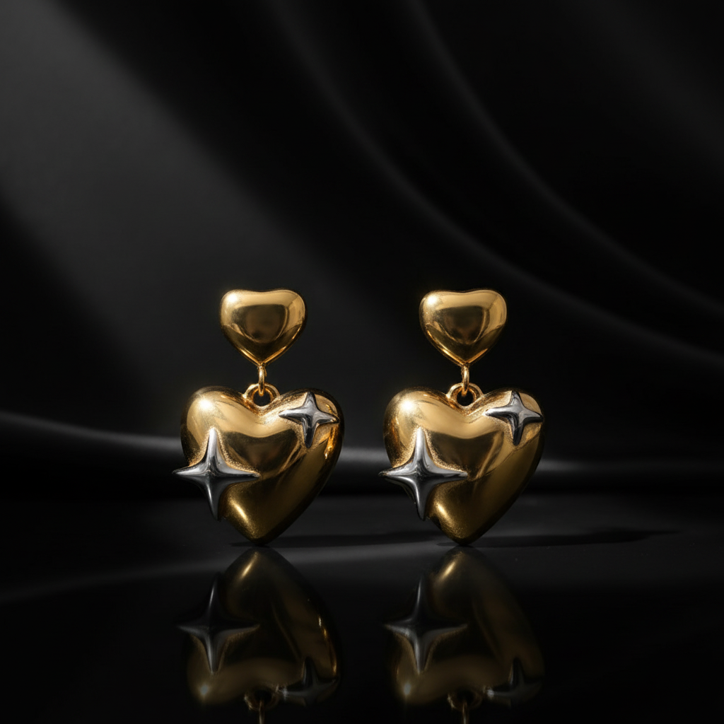 JEWELIXIRS Celestial Heart Drop Earring