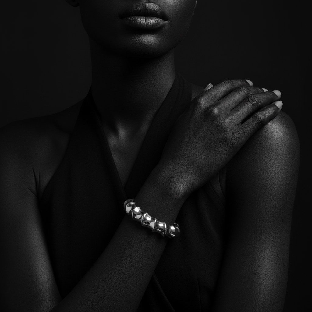 JEWELIXIRS Puffed Bamboo Cuff Bracelet