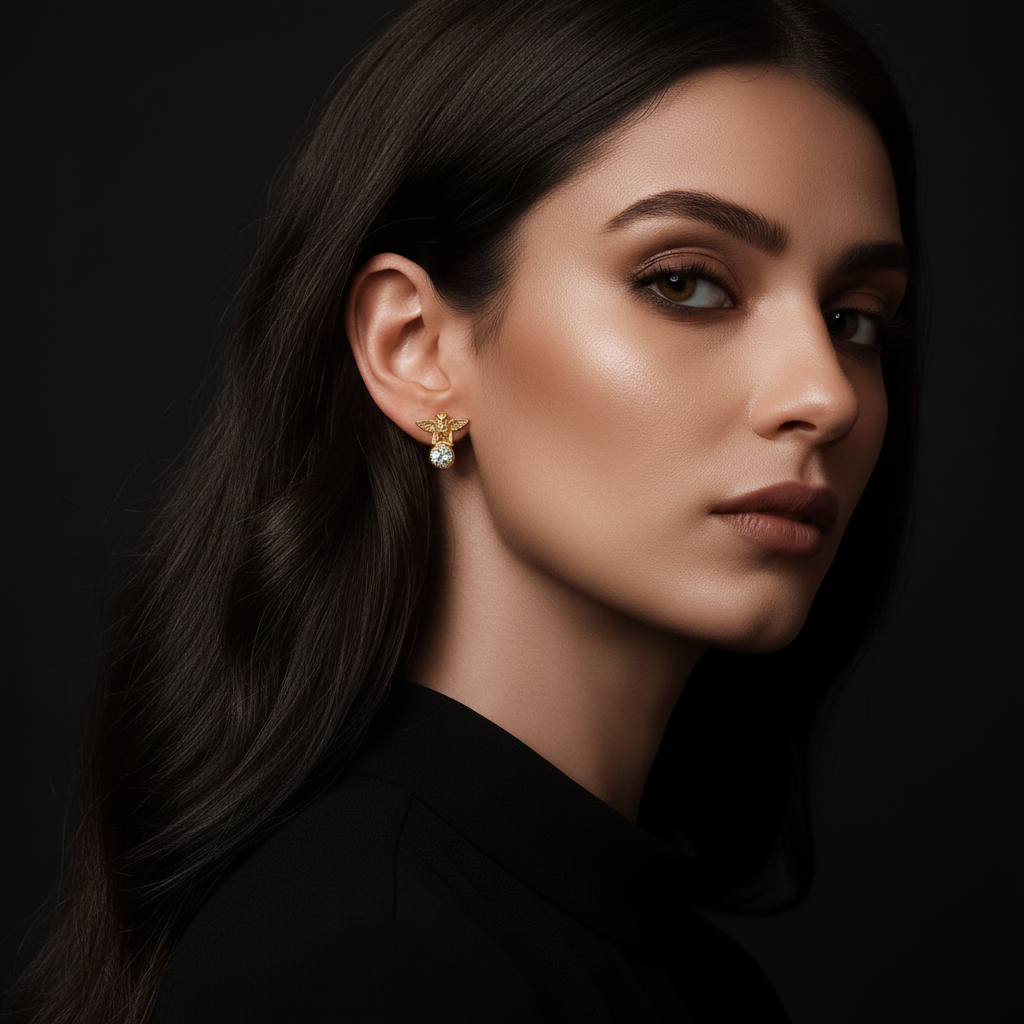 JEWELIXIRS cherub solitaire stud earrings