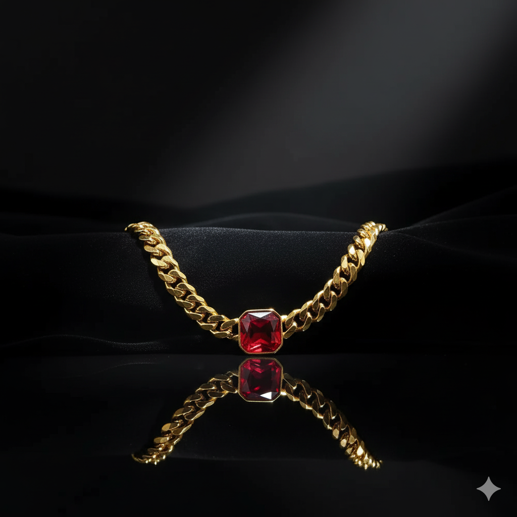 Nivora Cuban Chain Necklace Bracelet For Women Stainless Steel Women Jewelry Set Red Green Color Square Crystal Wedding Jewelry