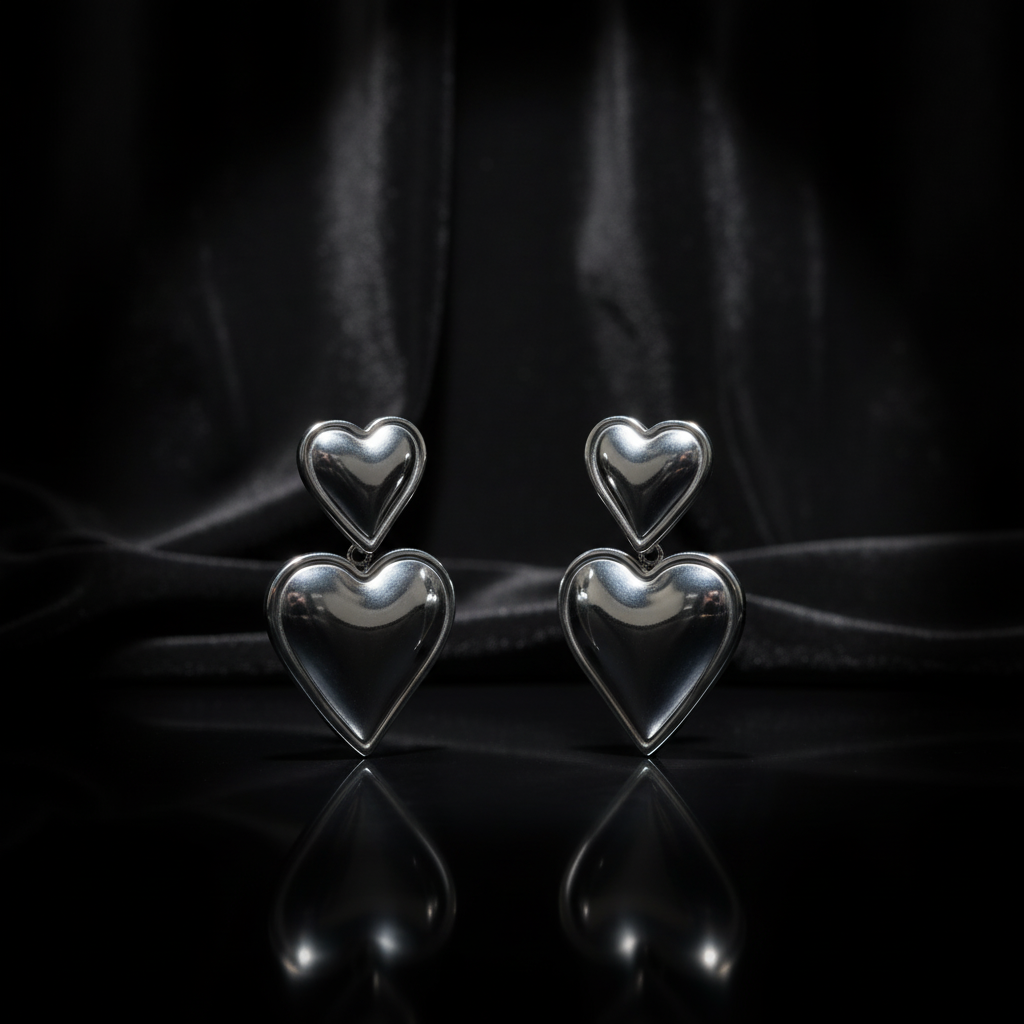 JEWELIXIRS cascading puffed heart drop earrings