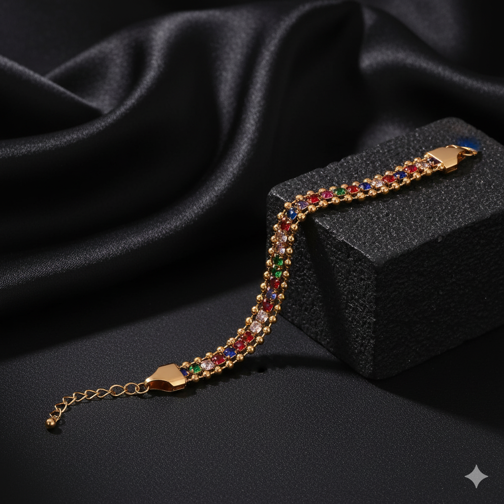 JEWELIXIRS Triple Strand Gem Bracelet