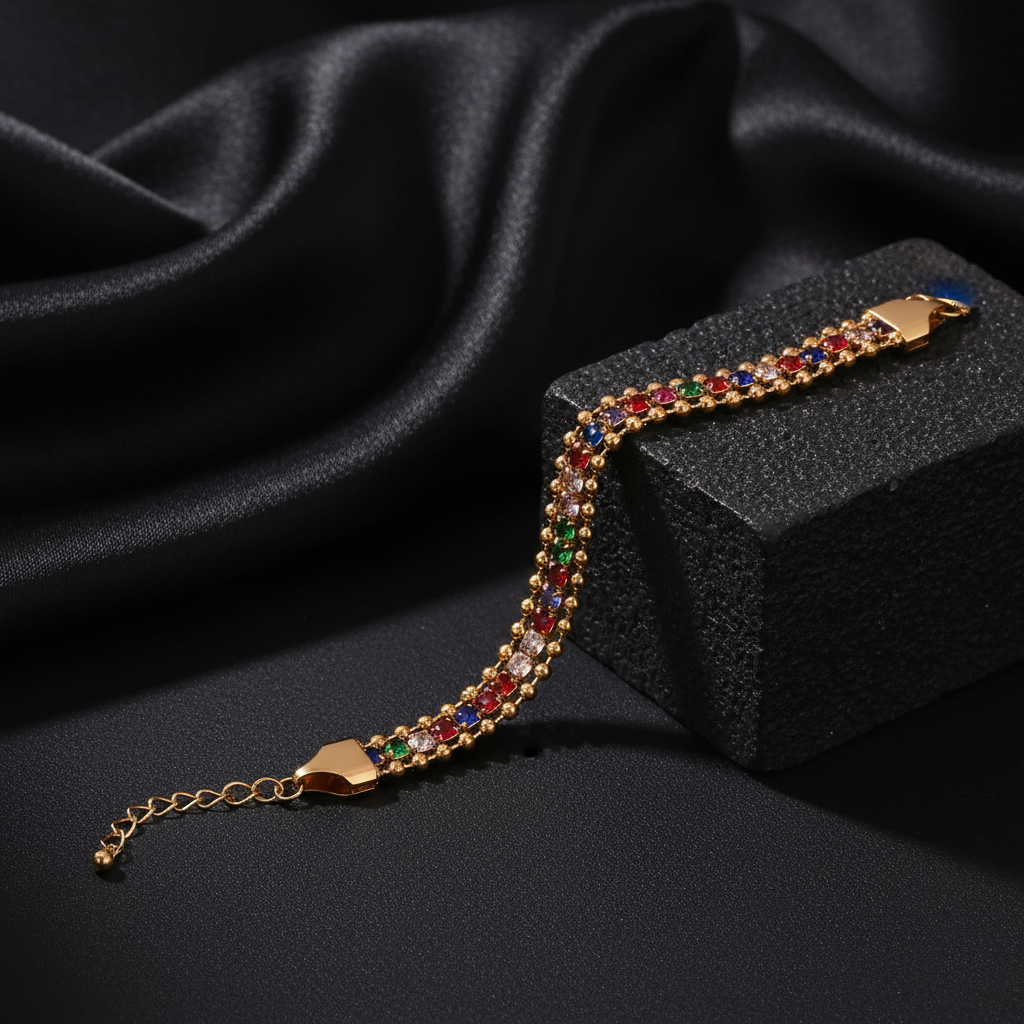 JEWELIXIRS Triple Strand Gem Bracelet