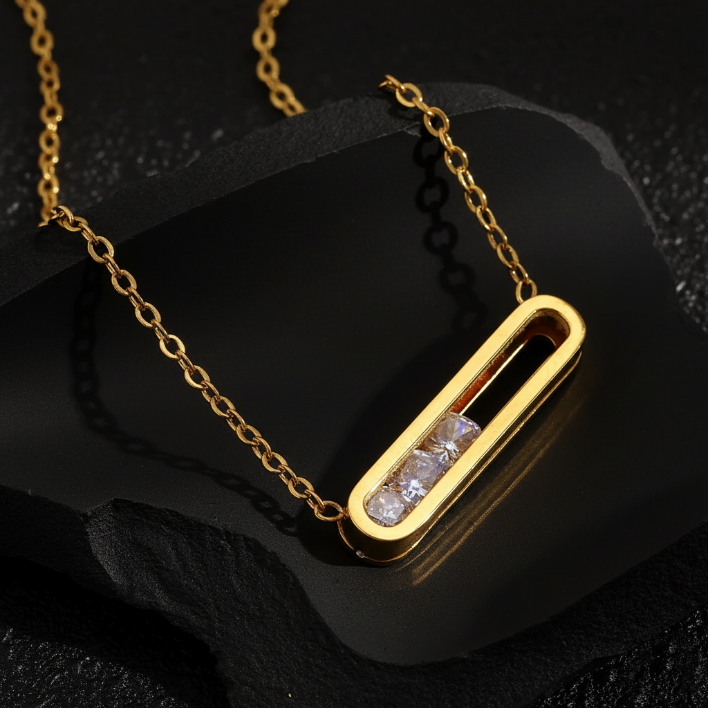 JEWELIXIRS Sliding Stone Pendant Necklace