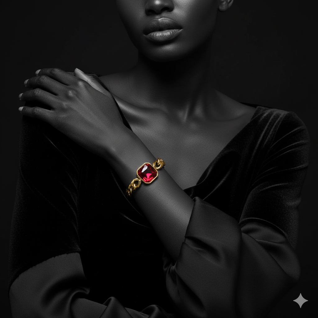 Nivora Cuban Chain Necklace Bracelet For Women Stainless Steel Women Jewelry Set Red Green Color Square Crystal Wedding Jewelry