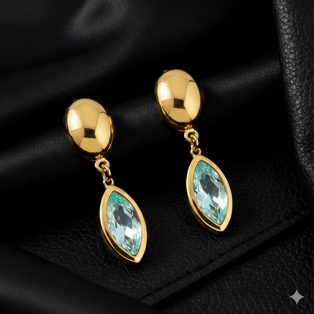 Nivora Shine Geometric Glass Stainless Steel Drop Earrings for Women Mother Hypoallergenic Dangle Earrings Jewelry Wedding Gifts