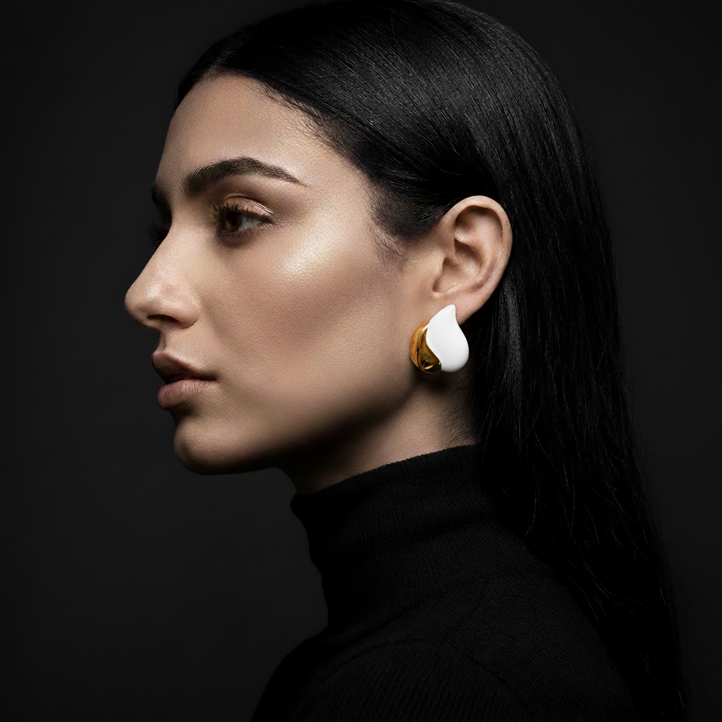 JEWELIXIRS bi-tone enamel heart stud earrings