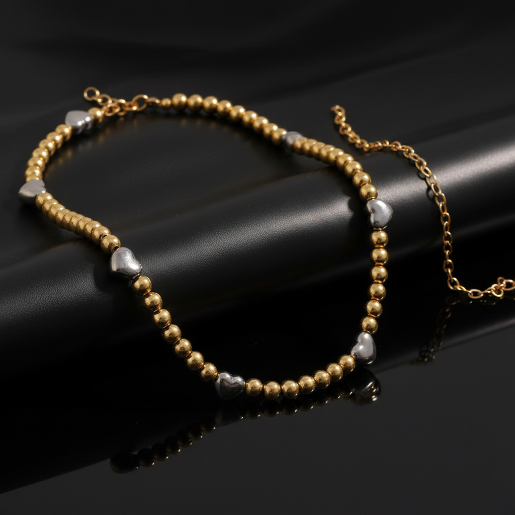 EWELIXIRS Two-Tone Heart Bead Necklace