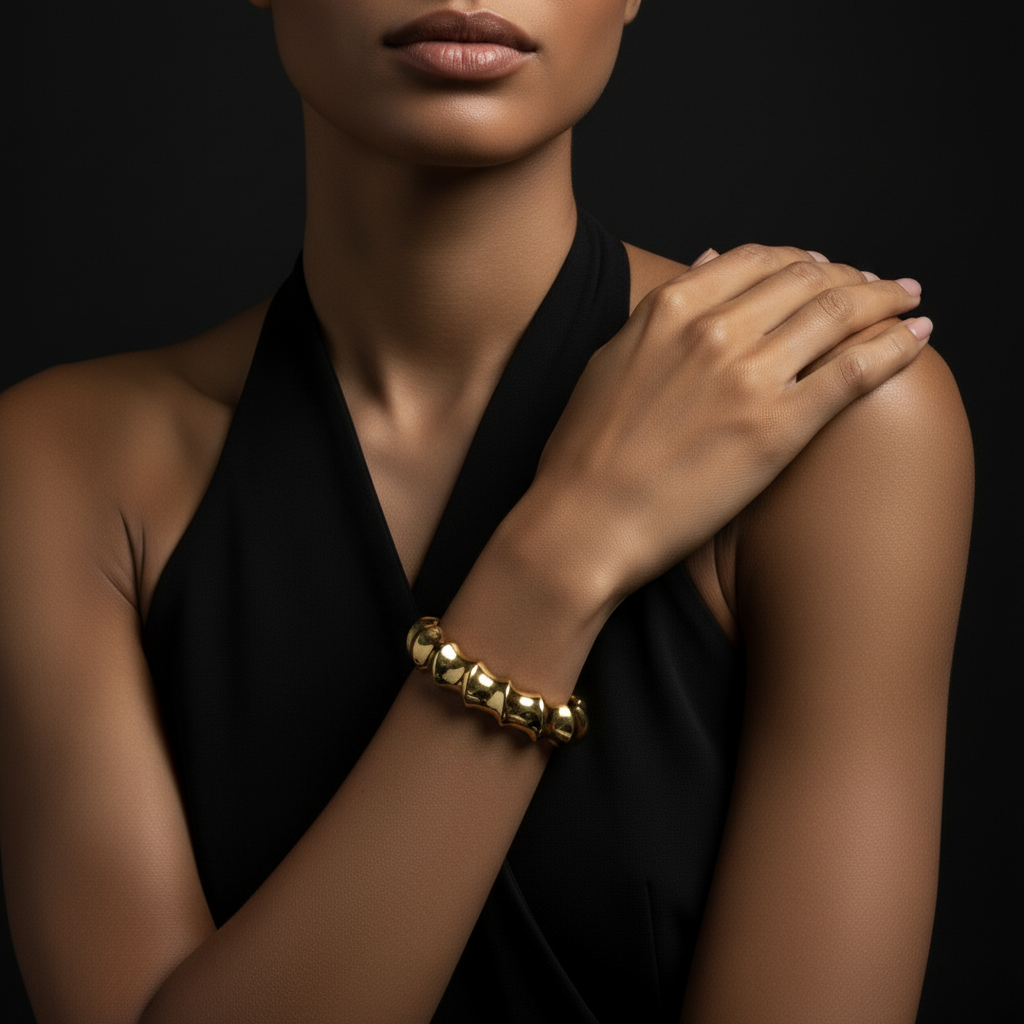 JEWELIXIRS Puffed Bamboo Cuff Bracelet