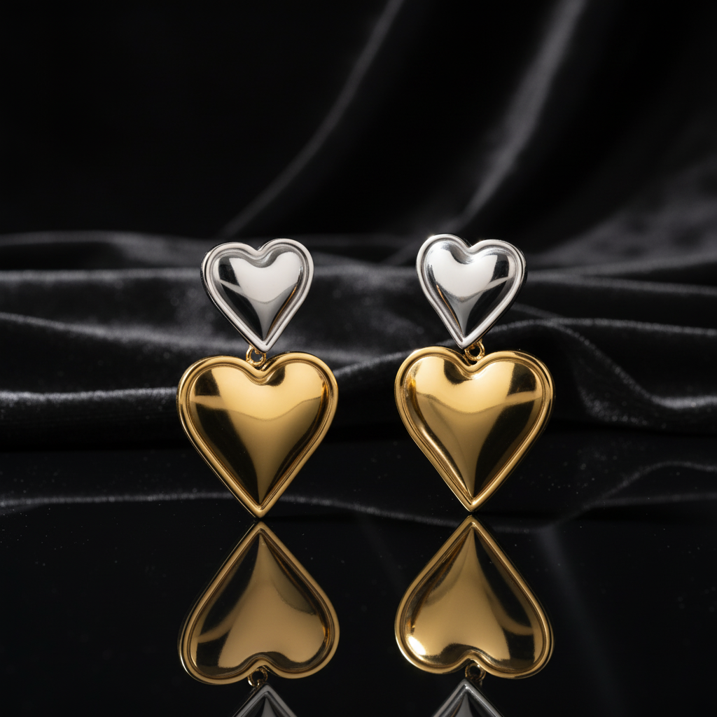 JEWELIXIRS cascading puffed heart drop earrings