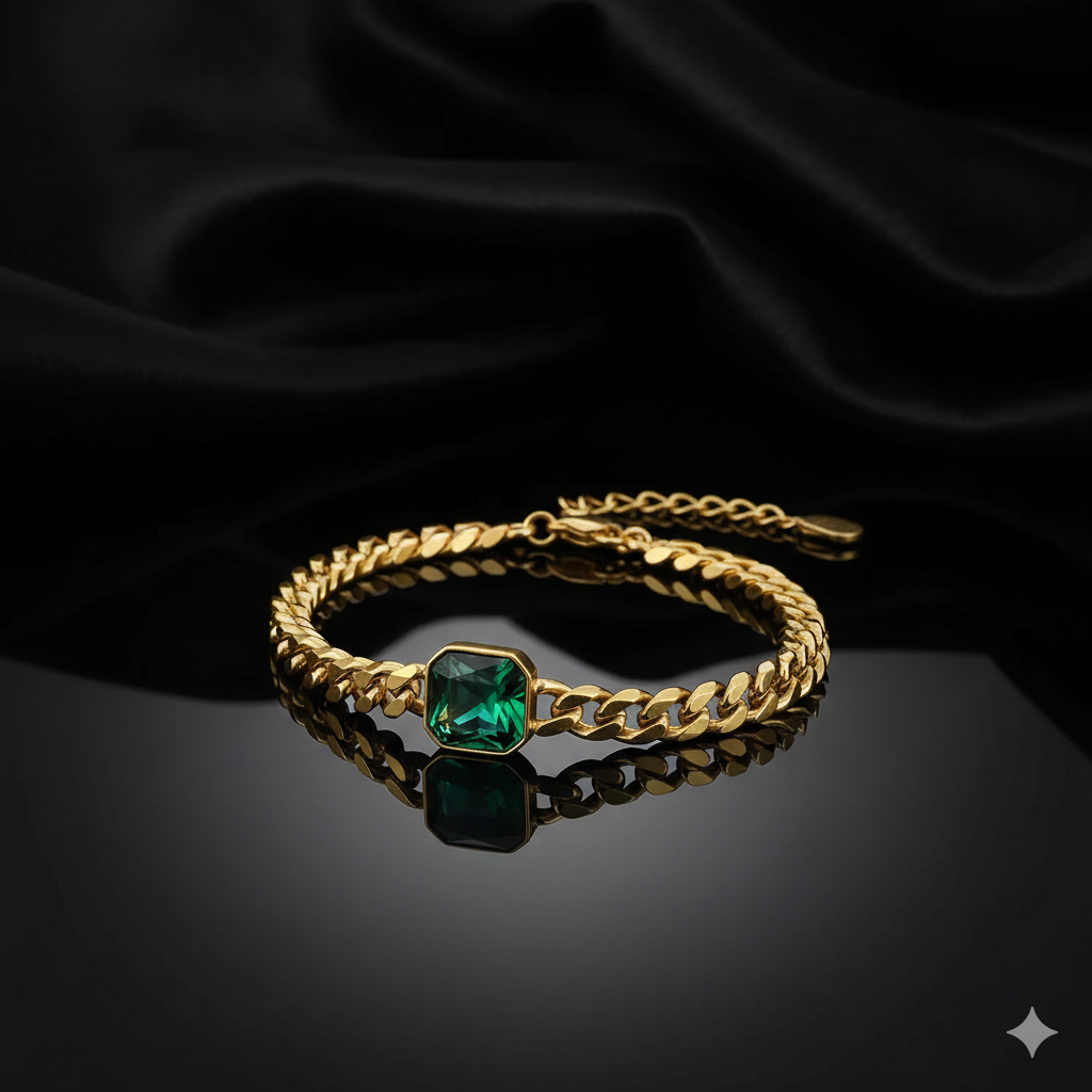 Nivora Cuban Chain Necklace Bracelet For Women Stainless Steel Women Jewelry Set Red Green Color Square Crystal Wedding Jewelry