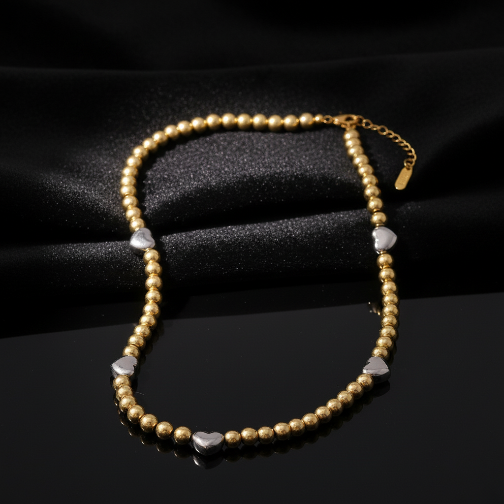 EWELIXIRS Two-Tone Heart Bead Necklace