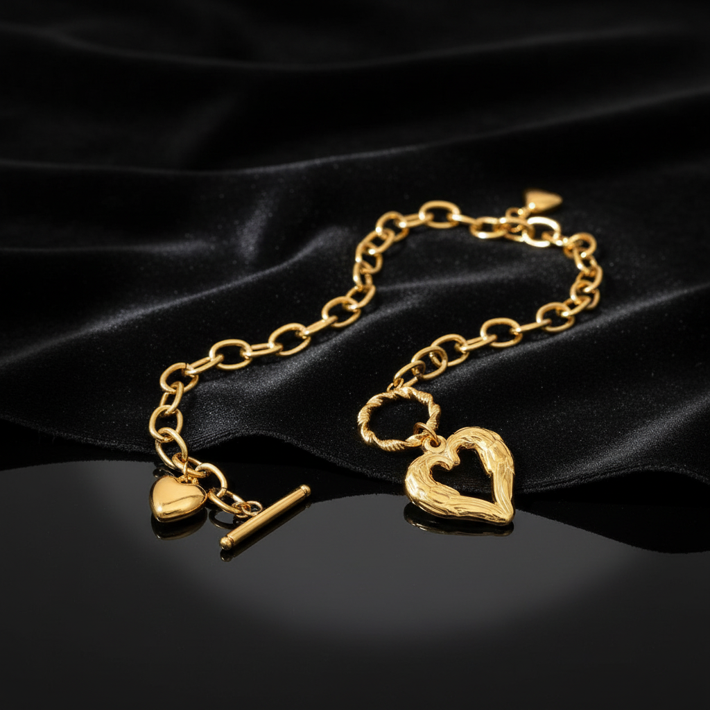 JEWELIXIRS Organic Heart Toggle Necklace