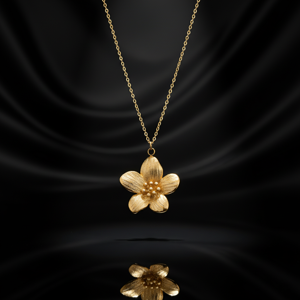 JEWELIXIRS Textured Flower Pendant Necklace